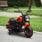 6v Electric Motorbike With Training Wheels, One-button Start | Red