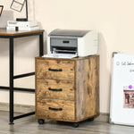 Mobile File Cabinet With 3 Drawers Under Desk | One Size | Brown