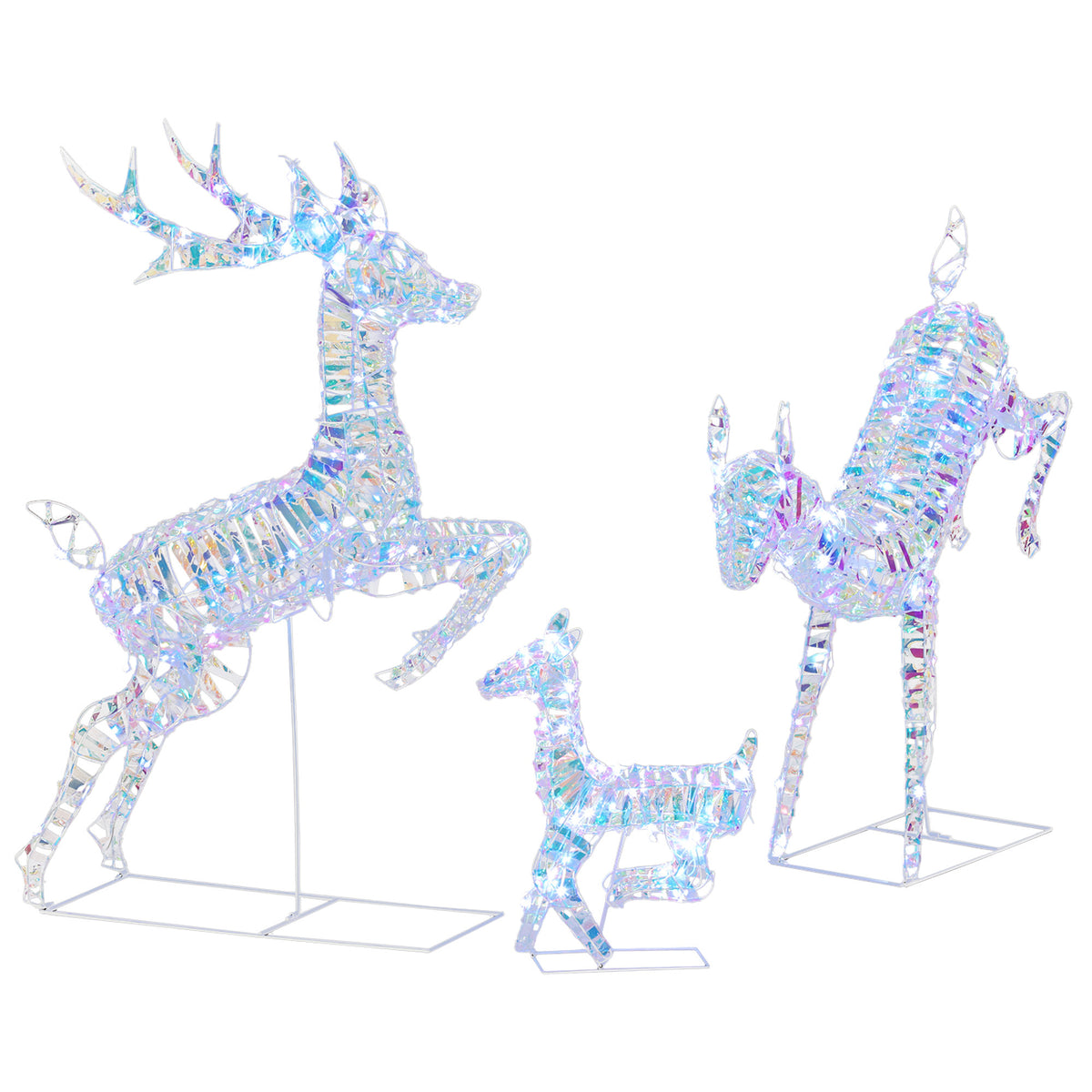 Outsunny 3-piece Christmas Lighted Reindeer Family Set For Outdoor