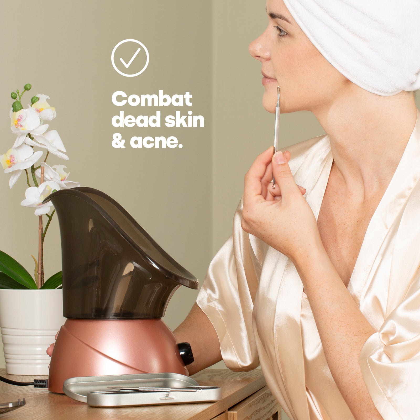Livivo Facial Spa Steamer Rose Gold With Aromatherapy Diffuser And Nozzles