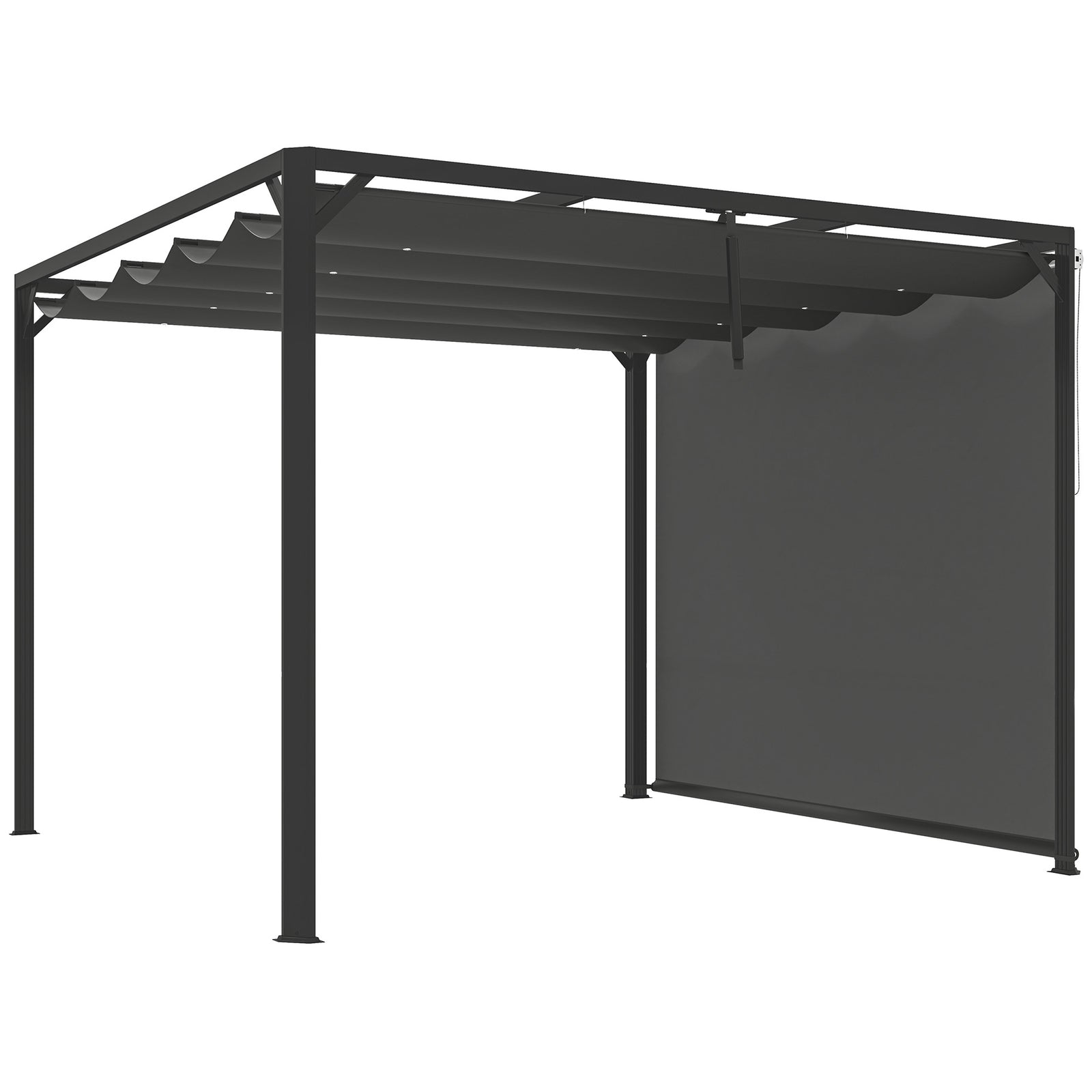 3 X 3(m) Pergola With Retractable Roof & Roller Shade | Dark Gray