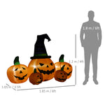 6' Inflatable Halloween Large Pumpkin In Hat W/ Four Small Pumpkin Led