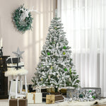 6ft Snow Flocked Artificial Christmas Tree W/ Realistic Branch Tips | 6ft | Green