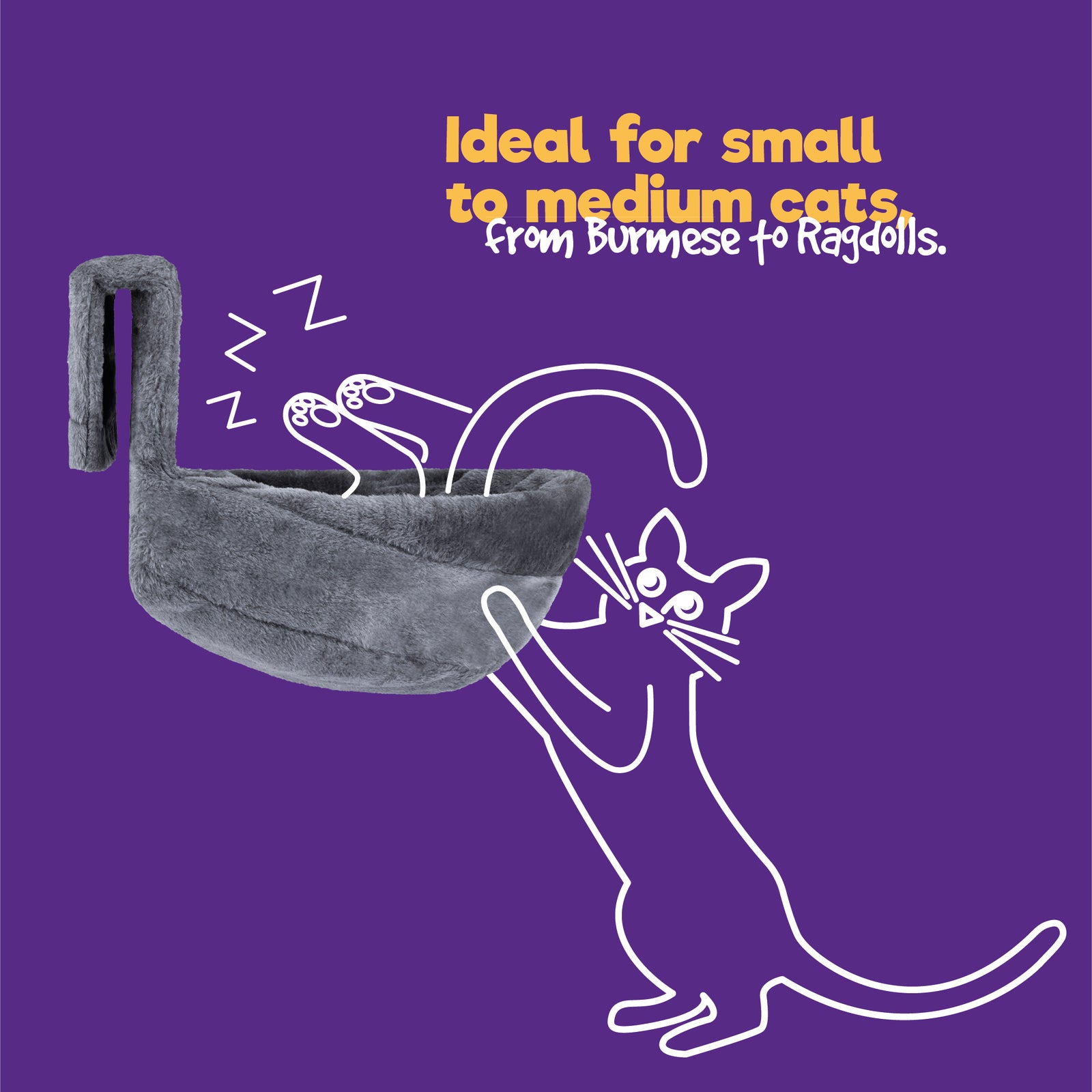 Petlicity Round Grey Radiator Cat Bed With Removable Washable Faux Fur Cover