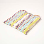 Striped Seat Pad With Button Straps 100% Cotton, 40 X 40 Cm | Set-of-1 | Osaka Green