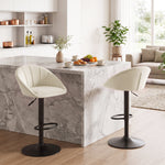 Bar Stools Set Of 2 Velvet Adjustable Swivel | Cream