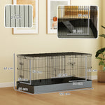 Guinea Pig Cage, 2 In 1 Rabbit Cage Pet Playpen With 2 Separate Area, Black