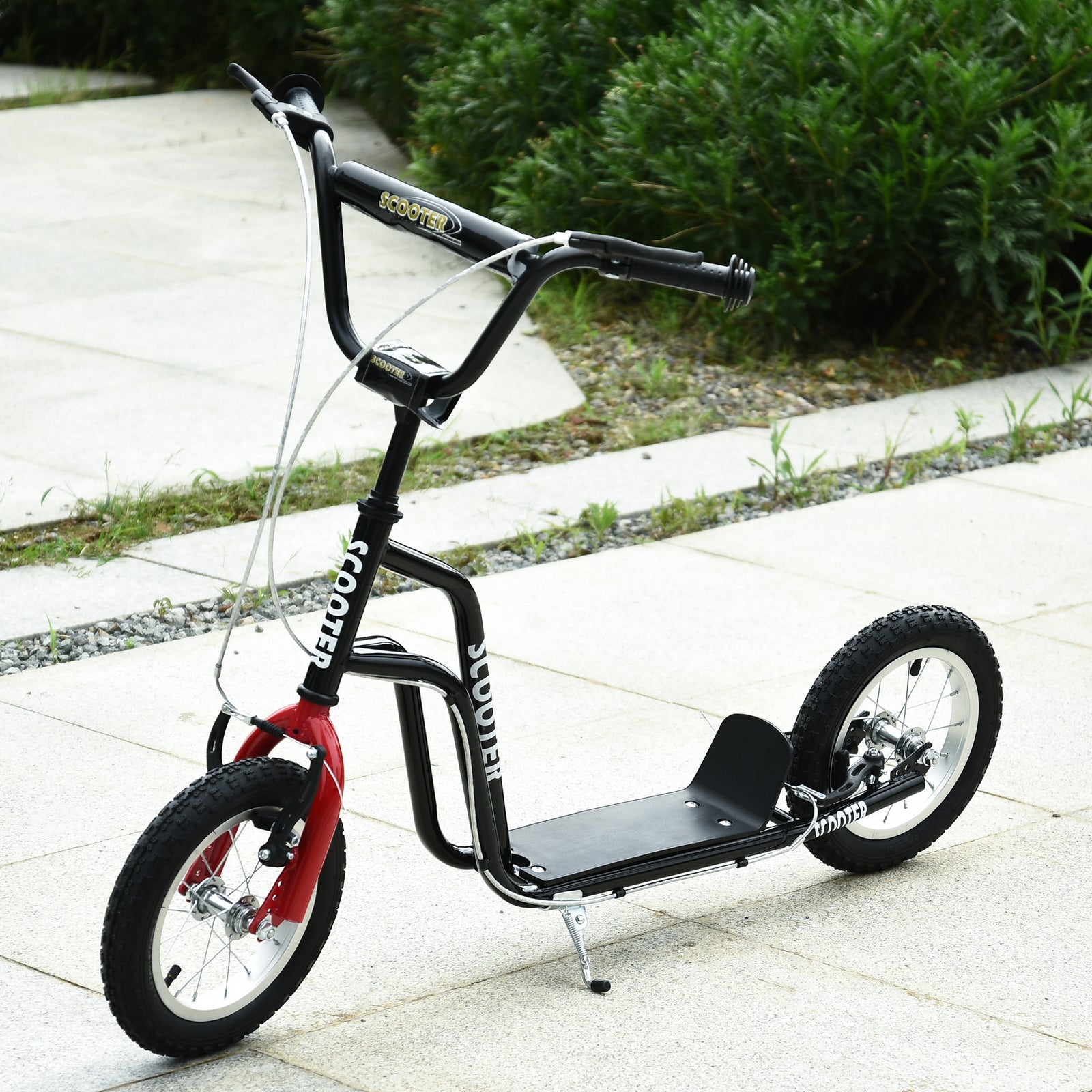 75-80cm Kids Kick Scooter W/ Adjustable Handlebar Inflatable Wheels | Black