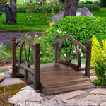 Outsunny 1.5m Wooden Garden Bridge, Arc Footbridge, Stained Wood