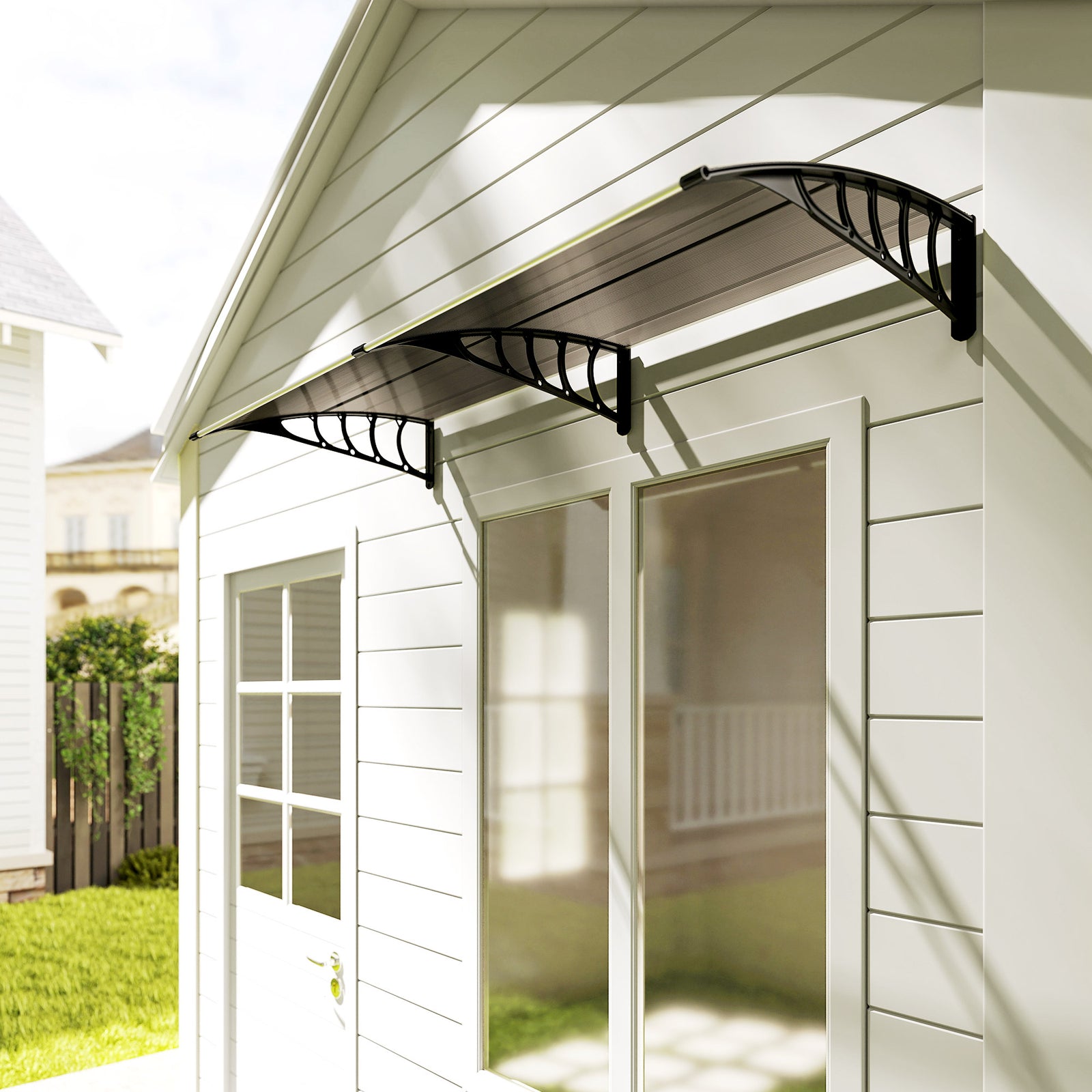 Door Canopy Outdoor Awning Rain Shelter For Window Porch | M | Brown