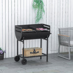 Trolley Charcoal Bbq, Wheels, Black | Black