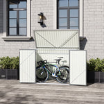 Garden Storage Shed Bike Metal Pent Tool Shed House Galvanized Steel Can Put 2-3 Bicycles (d105x W176x H130cm) | Grey