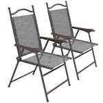 2pcs Folding Chair With Armrest, Breathable Mesh Fabric Seat | Gray