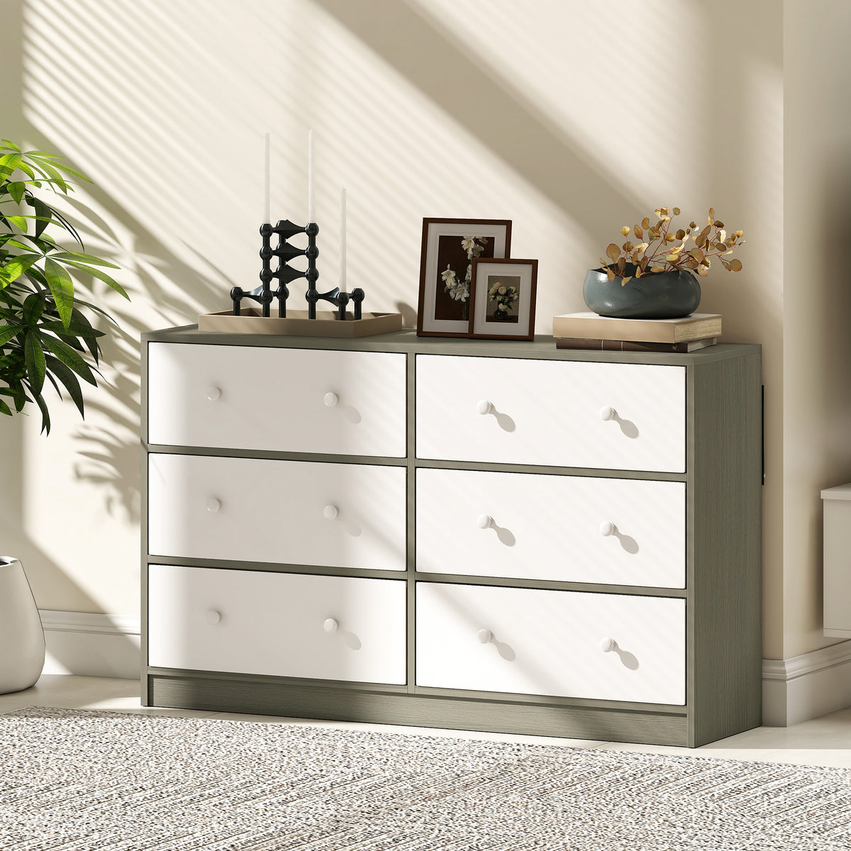 Chest Of Drawers, 6 Drawer Dresser For Bedroom | White
