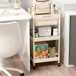 3/4-tier Rolling Storage Cart With Drawer Cream White Utility Trolley With Wheels | Small | Cream