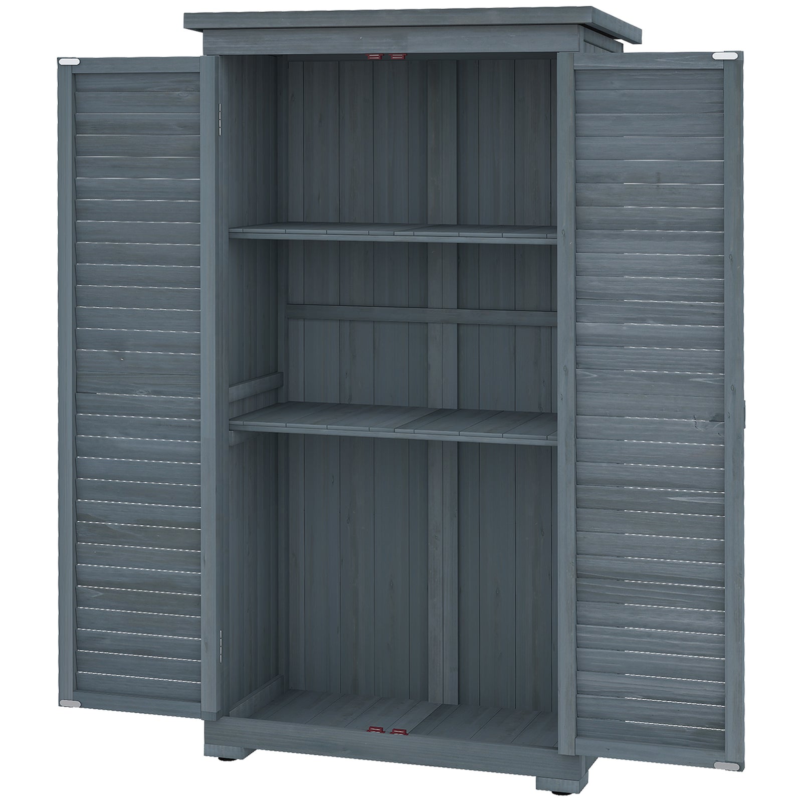 Wooden Garden Storage Shed With Asphalt Roof & Shutter Doors