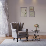 Vintage Old-fashion Velvet Wing Back Armchair With Studs | Grey