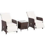 3 Pieces Rattan Bistro Set W/ Adjustable Backrest | Brown