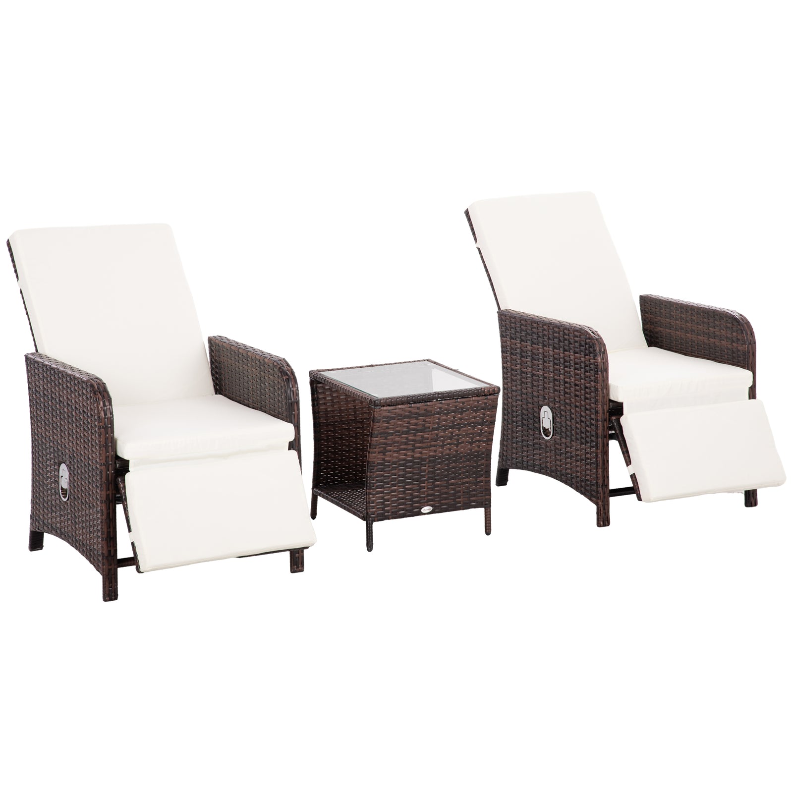 3 Pieces Rattan Bistro Set W/ Adjustable Backrest | Brown