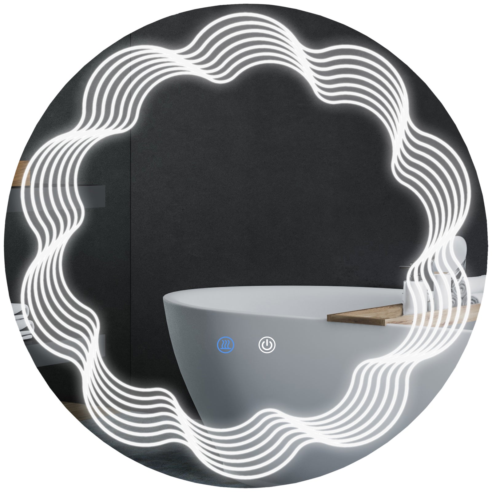 kleankin Led Dimming Lighted Bathroom Mirror Smart Touch Anti-fog