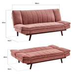 Mondaine Velvet Sofa Bed 3 Seater | Rose Gold