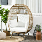 Round Rattan Egg Chair W/ Cushions Khaki