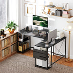 168cm Reversible L Shaped Desk, 240cm Two Person Desk | One Size | Black