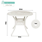 Set Of 5 Retro Garden Bistro Set Cast Aluminium With Cushions | Set of 5 | White