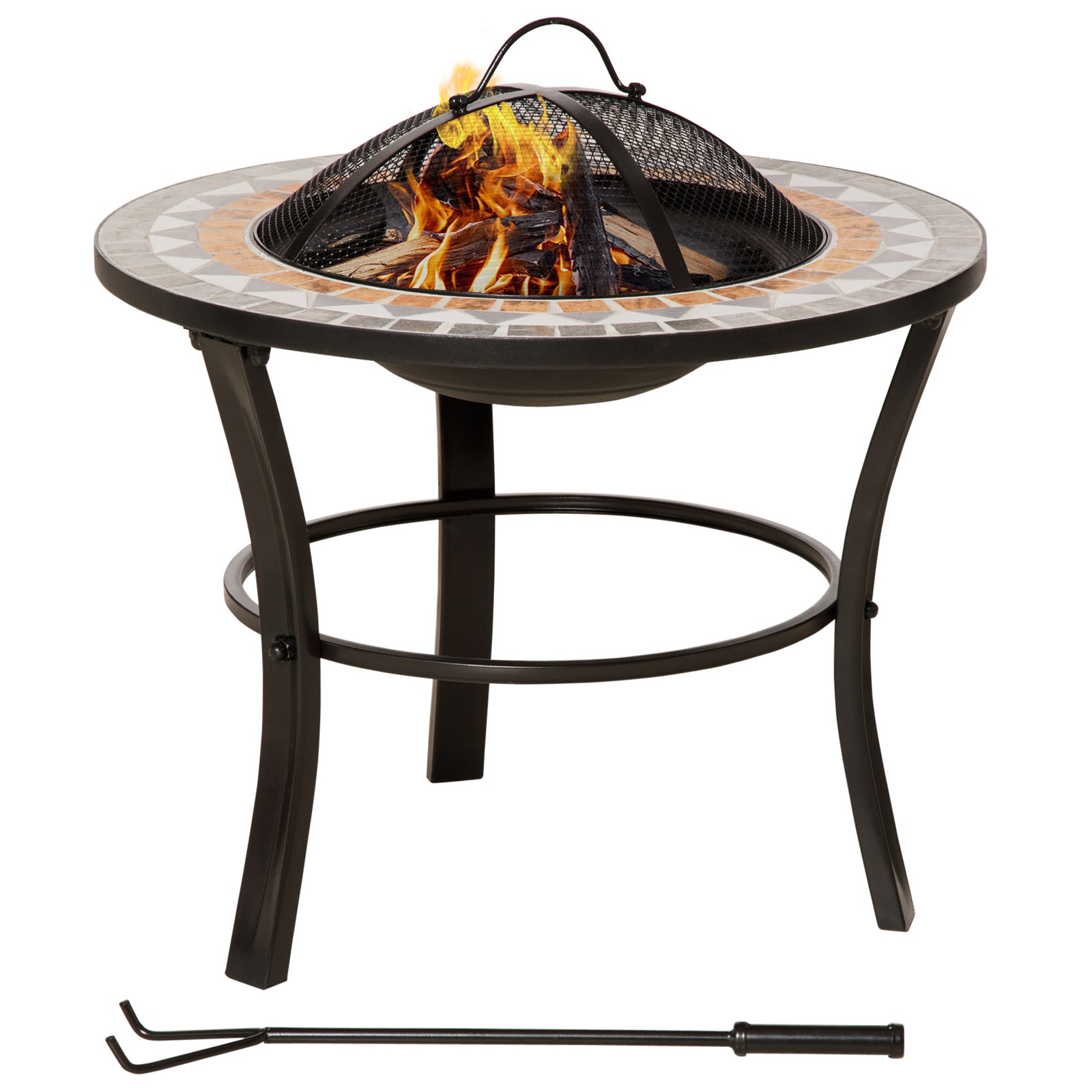 60cm Fire Pit W/ Mosaic Outer & Poker
