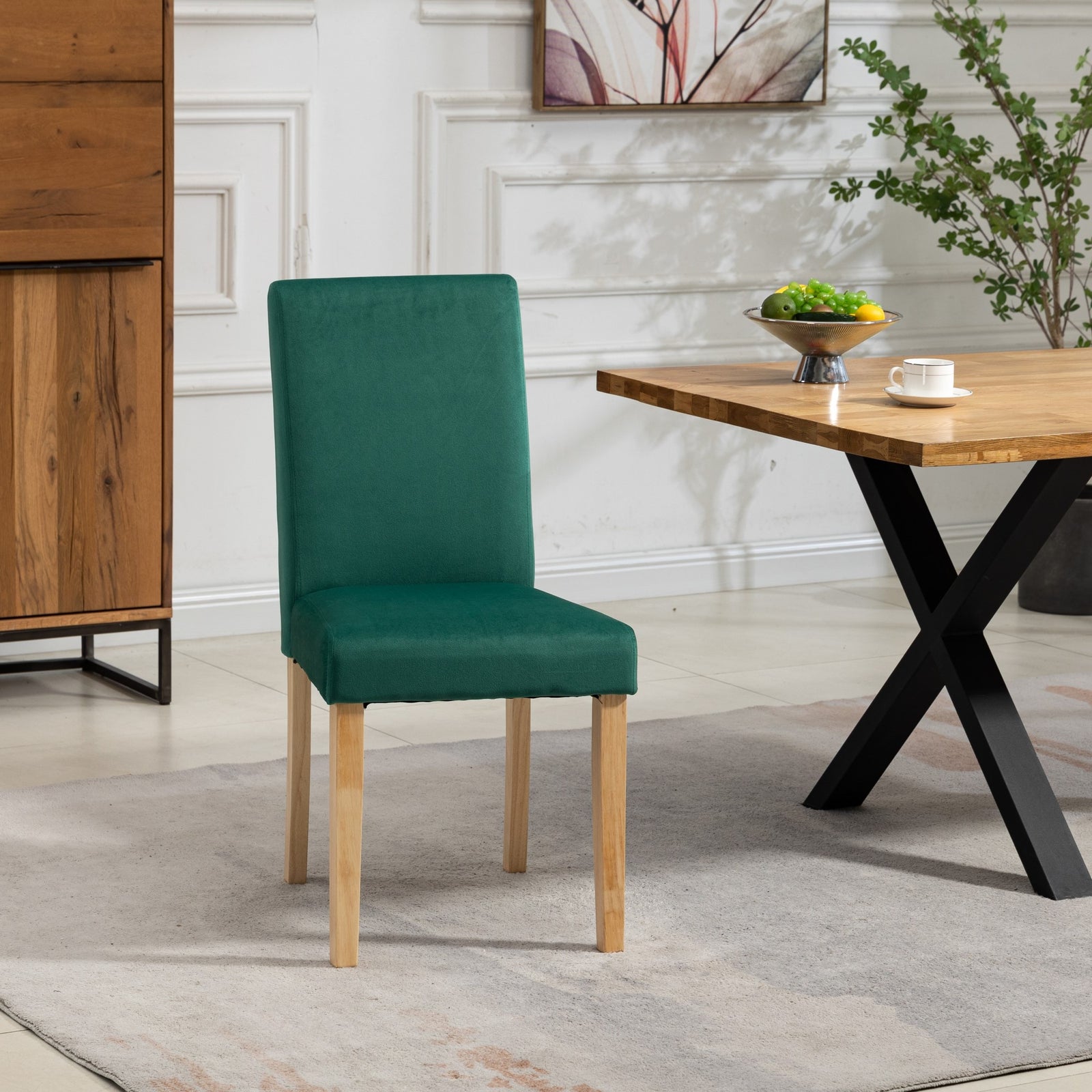 Set Of 2 Maiolo Velvet Dining Chairs | Green