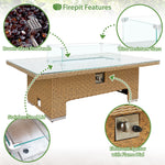 Buxton Rattan 9 Seat Rising Firepit Corner Set | Mixed Brown