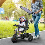 6 In 1 Kids Tricycle W/ Removable Handle For 1.5+ Year | Black