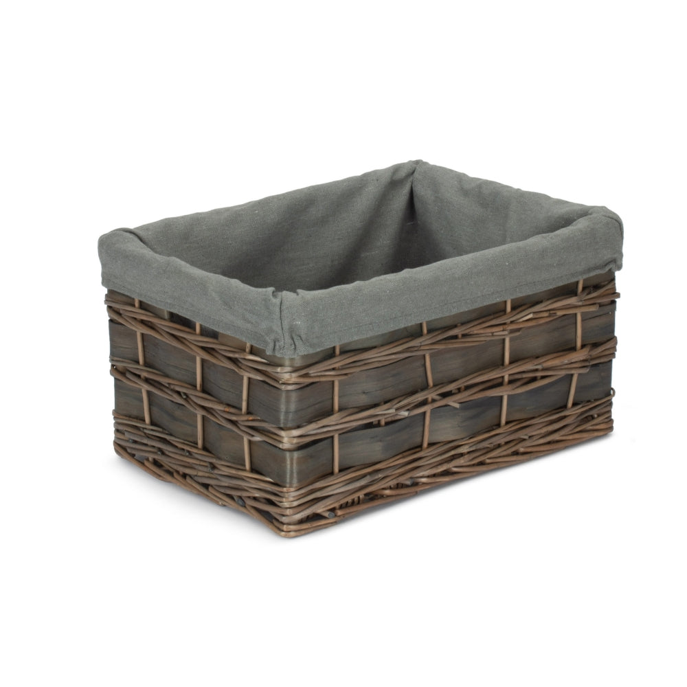 Grey Scandi Storage Basket With Grey Lining | Medium | Gray