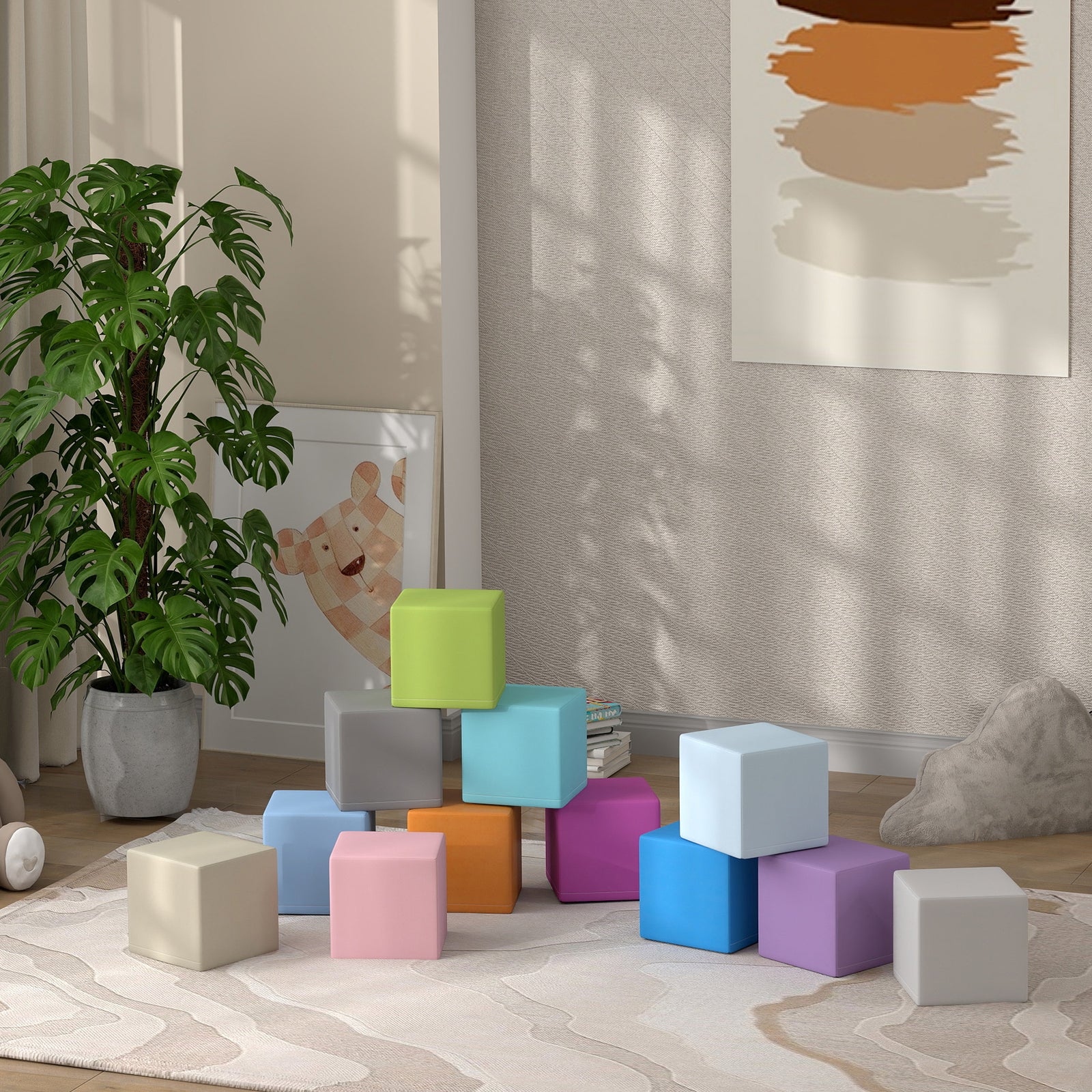 12 Piece Soft Play Blocks Soft Foam Toy Building Stacking Block For Kids | Blue