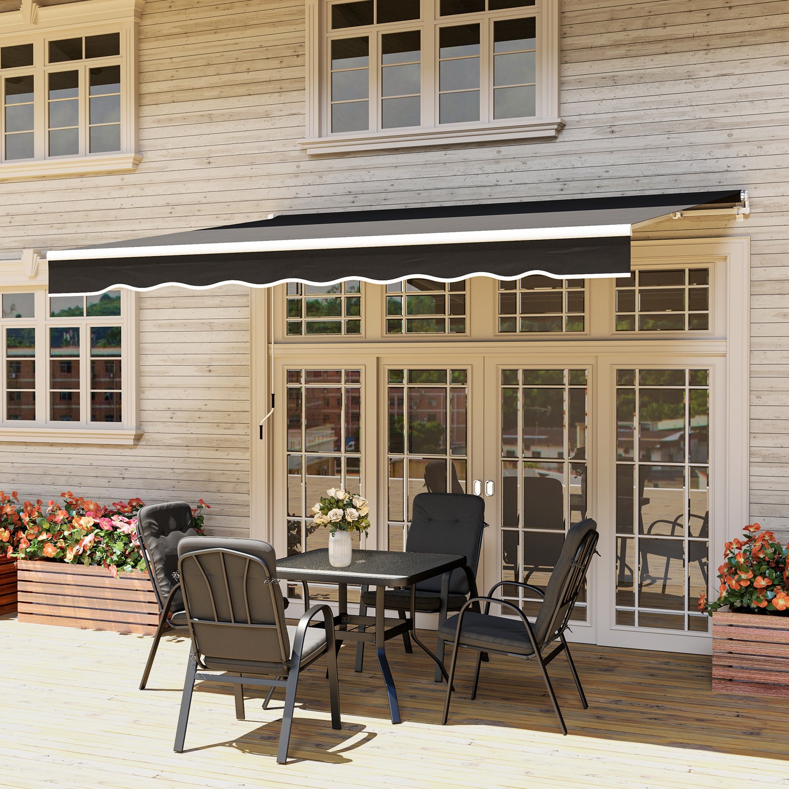 2.5x2m Garden Patio Manual Awning | Black