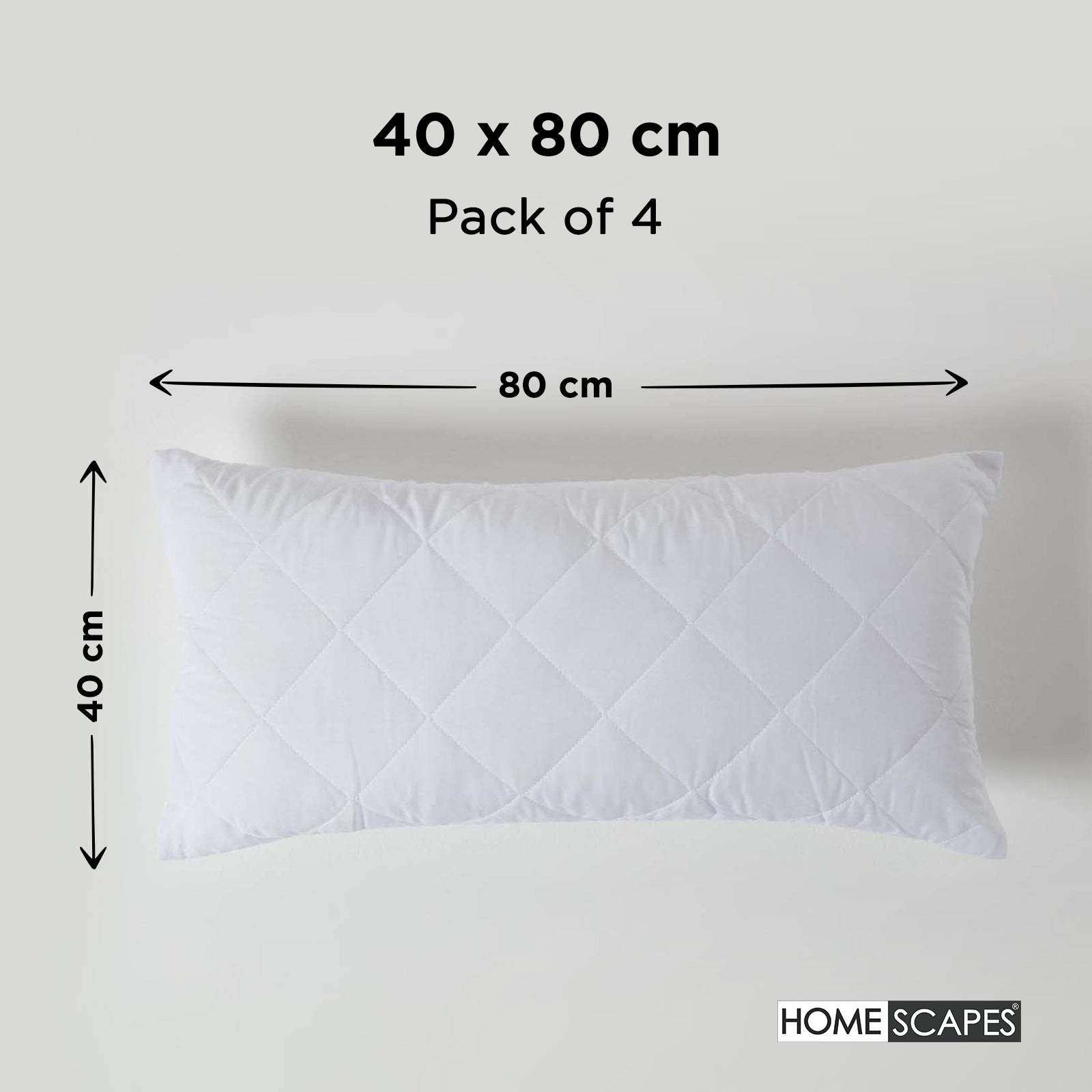 Cotton Rich Quilted Pillow Protectors | 40 x 80cm | White