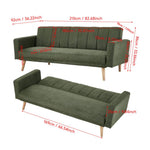 Convertible Sofa Bed, 3-level Adjustable Backrest Upholstered Fabric Sleeper Sofa With Wooden Legs, Green