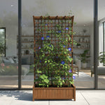 Wood Planter Raised Garden Bed With Trellis & Hanging Roof