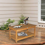 2-tier Outdoor Coffee Table, Wood Tea Table, Slat Design
