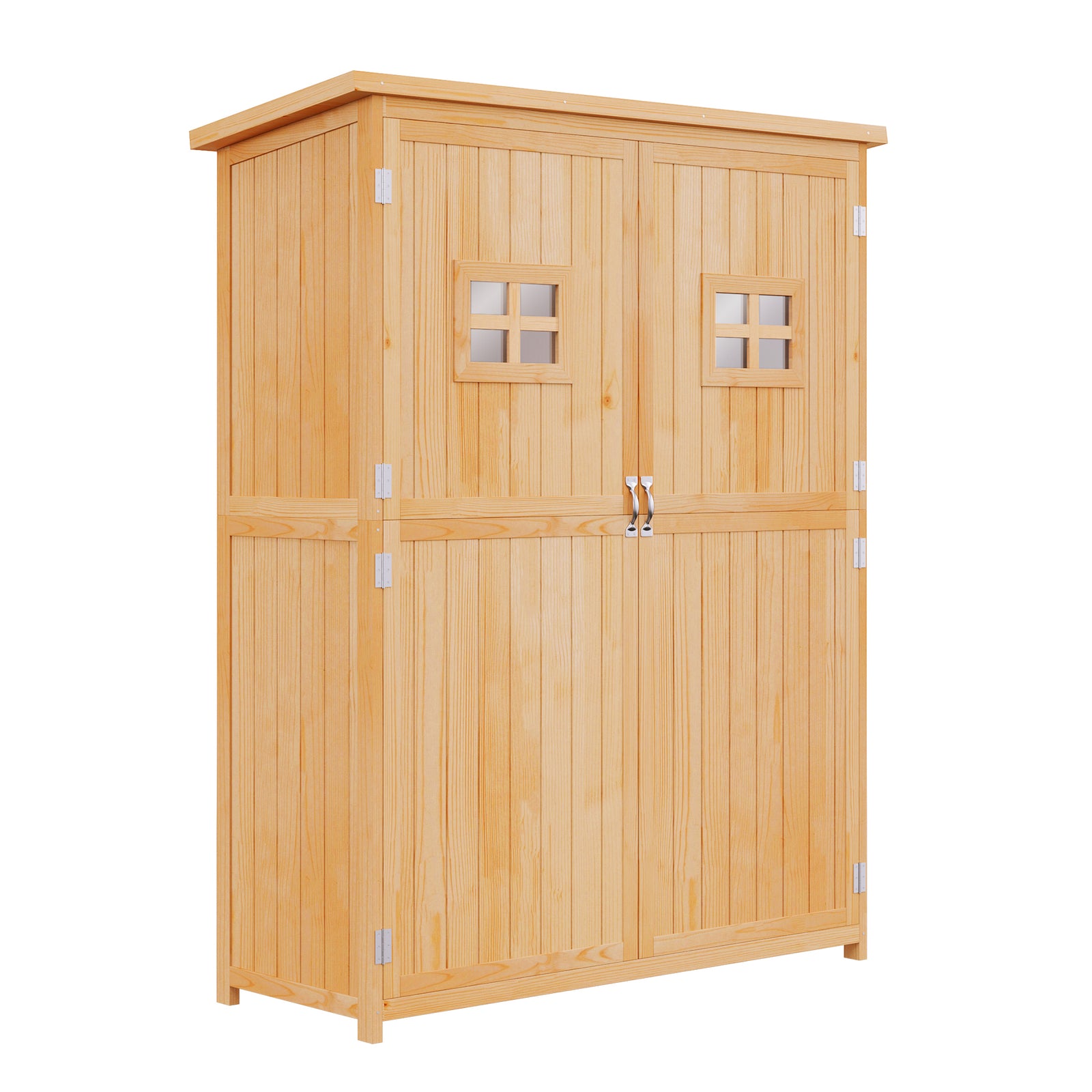 Wooden Garden Shed Tool Storage Cabinet Double Door Shelf | Natura