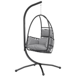 Hanging Egg Chair, Swinging Hammock Chair With Stand, Dark Grey