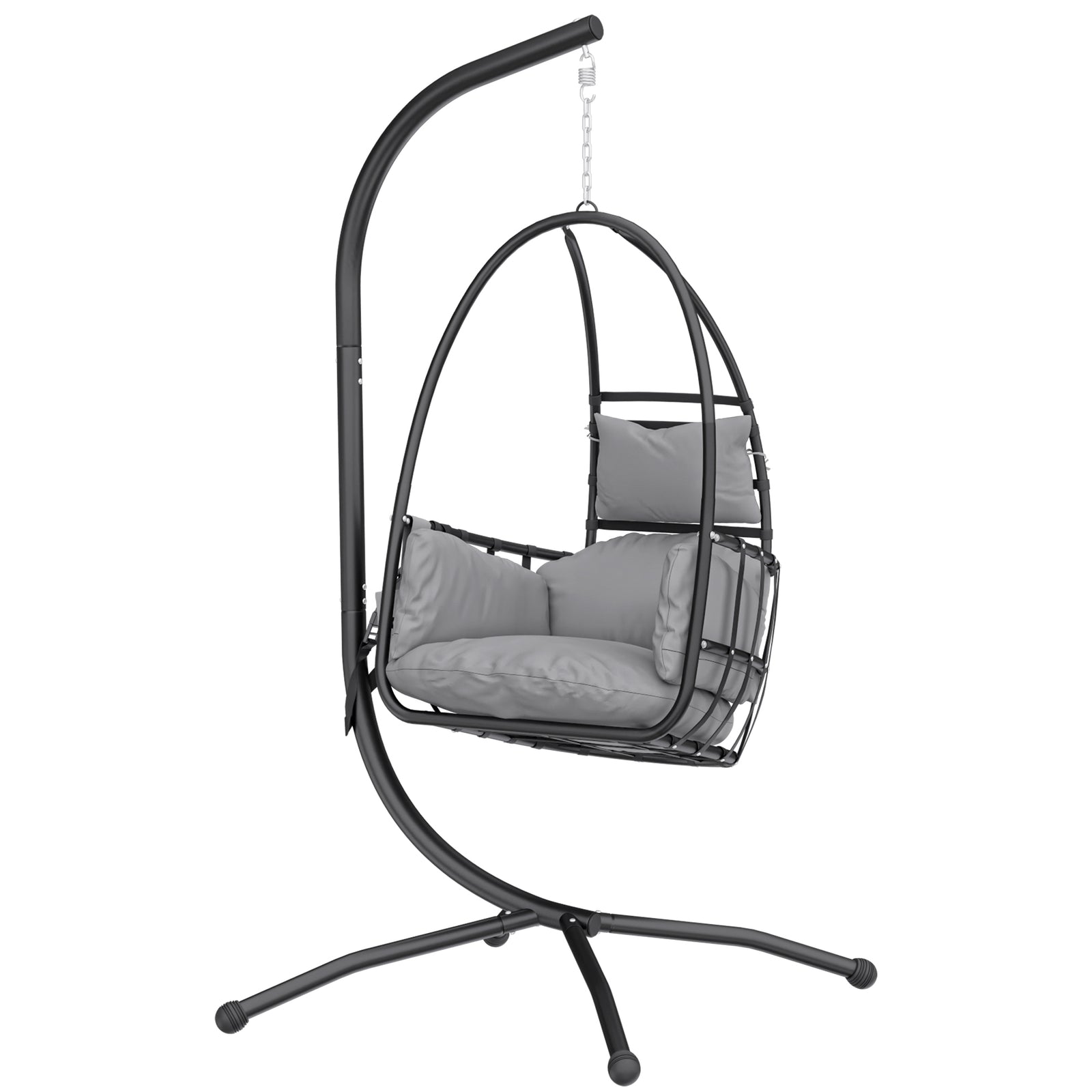 Hanging Egg Chair, Swinging Hammock Chair With Stand, Dark Grey
