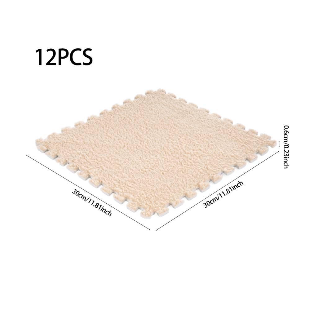 12pcs Interlocking Foam Play Mats For Kids – Soft, 30cm X 30cm Puzzle Floor Tiles | Light Brown