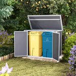 Lockable Plastic Storage Box With Door & Top Lid  Outdoor Plastic Tool Shed