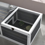 Wooden Tortoise House, Small Pet Reptile With Hide Shelter Den And Run | Dark Gray