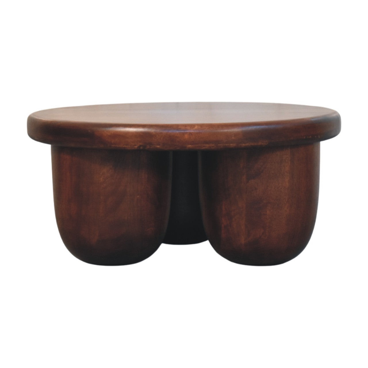 Clara Sculpted Coffee Table Rounded pillar-style legs, Brown