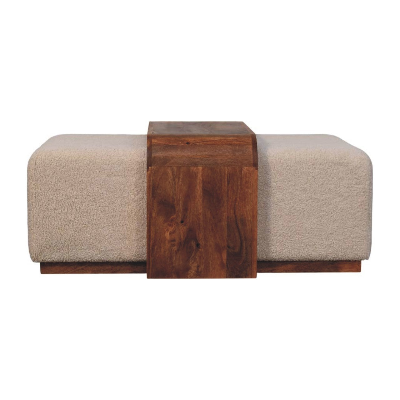 Arden Bench Duo Boucle-upholstered Seats, White And Brown