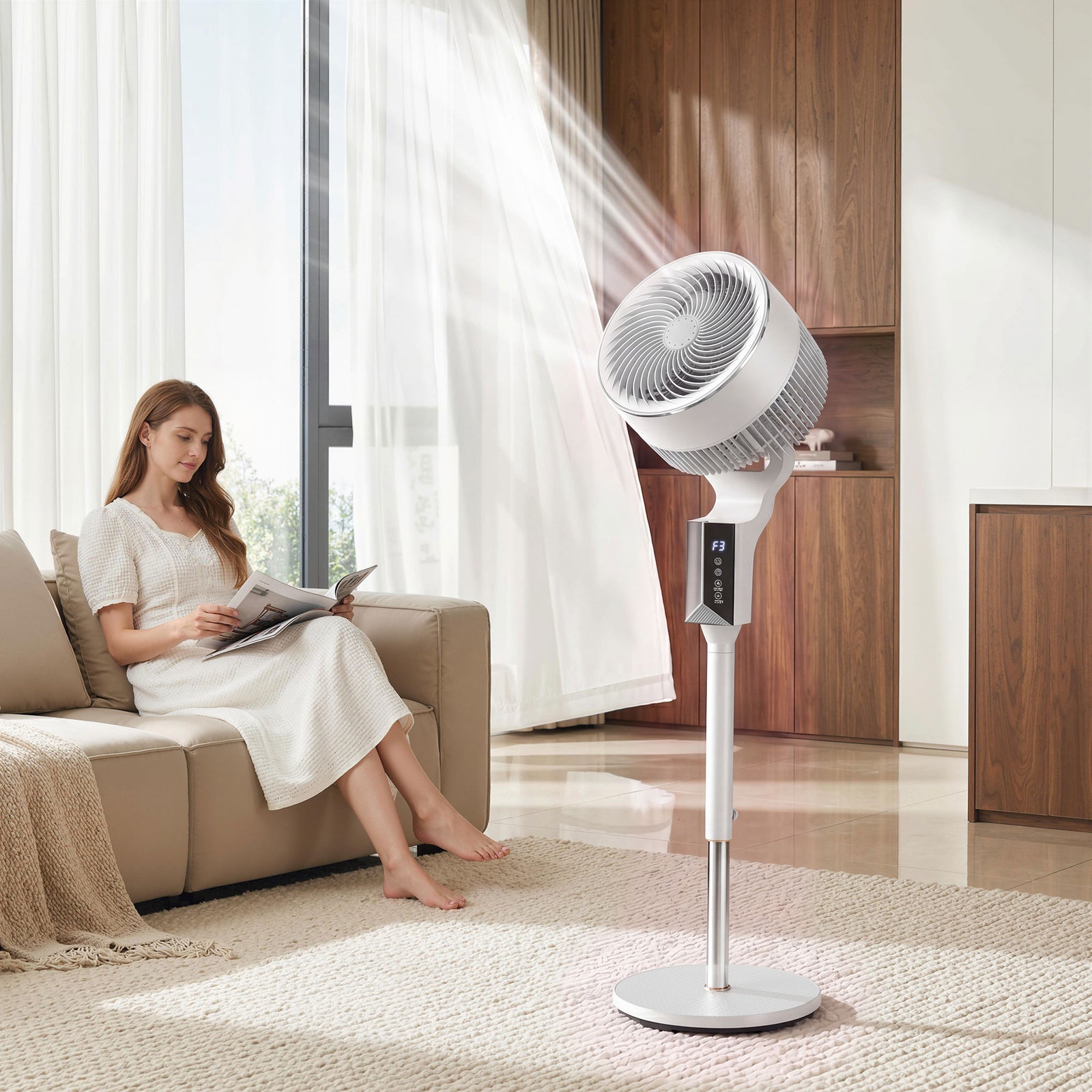20 Db Silent Standing Fan, 46" Pedestal Fan With Oscillating