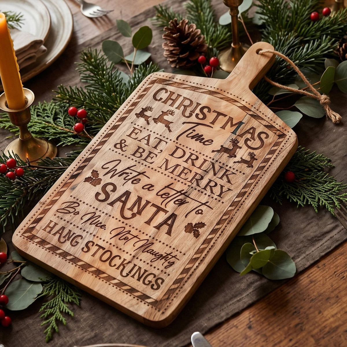 Mango Wood Christmas Serving Board, Letter To Santa