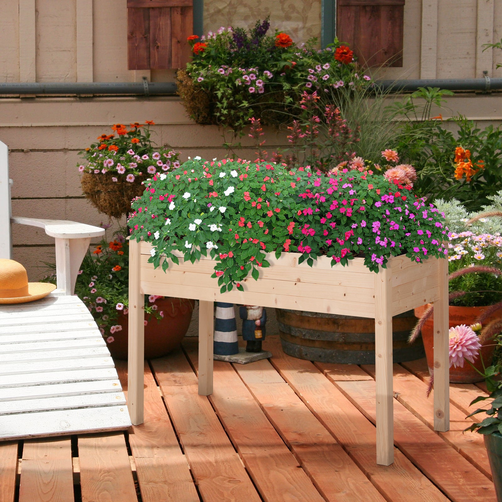 Raised Wooden Garden Planter 76x122.5x56.5cm